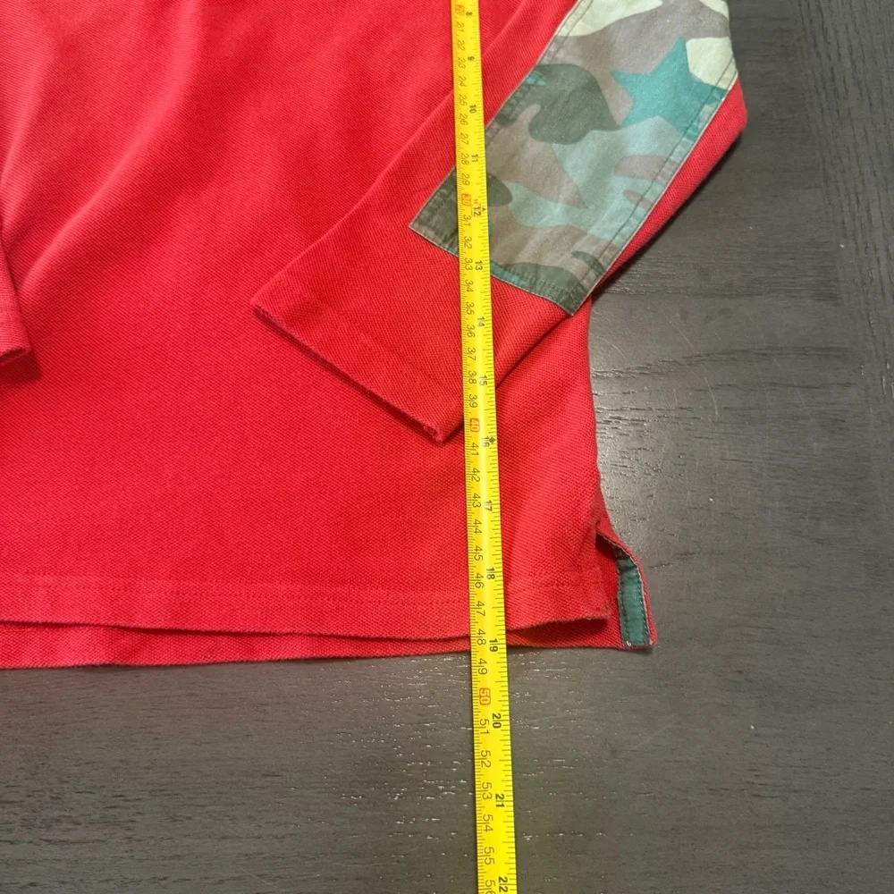 Mini Boden Boys Red Long Sleeve Polo Elbow Patch Size 6-7(122‎ cm)